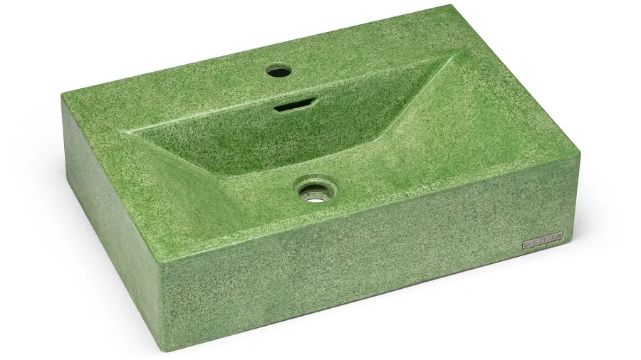obrazek 1 Luksusowa umywalka 60 cm PYXIS BASIC z przelewem, z otworem na baterię – SPLASH, zielony, lakier matowy