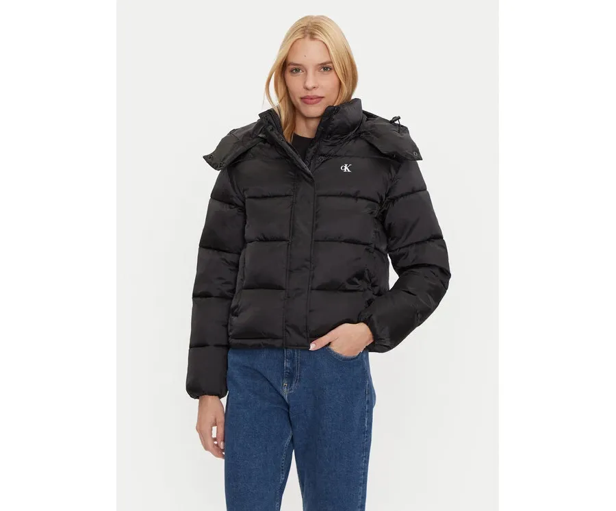 obrazek 1 Calvin Klein Jeans Kurtka zimowa Shiny Monologo J20J224616 Czarny Regular Fit