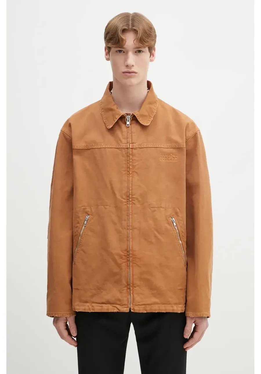 obrazek 1 MM6 Maison Margiela koszula bawełniana kolor brązowy przejściowa SH0AM0048