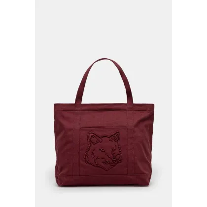 Zdjęcie Maison Kitsuné torba bawełniana Fox Head kolor bordowy LW05104WW0107