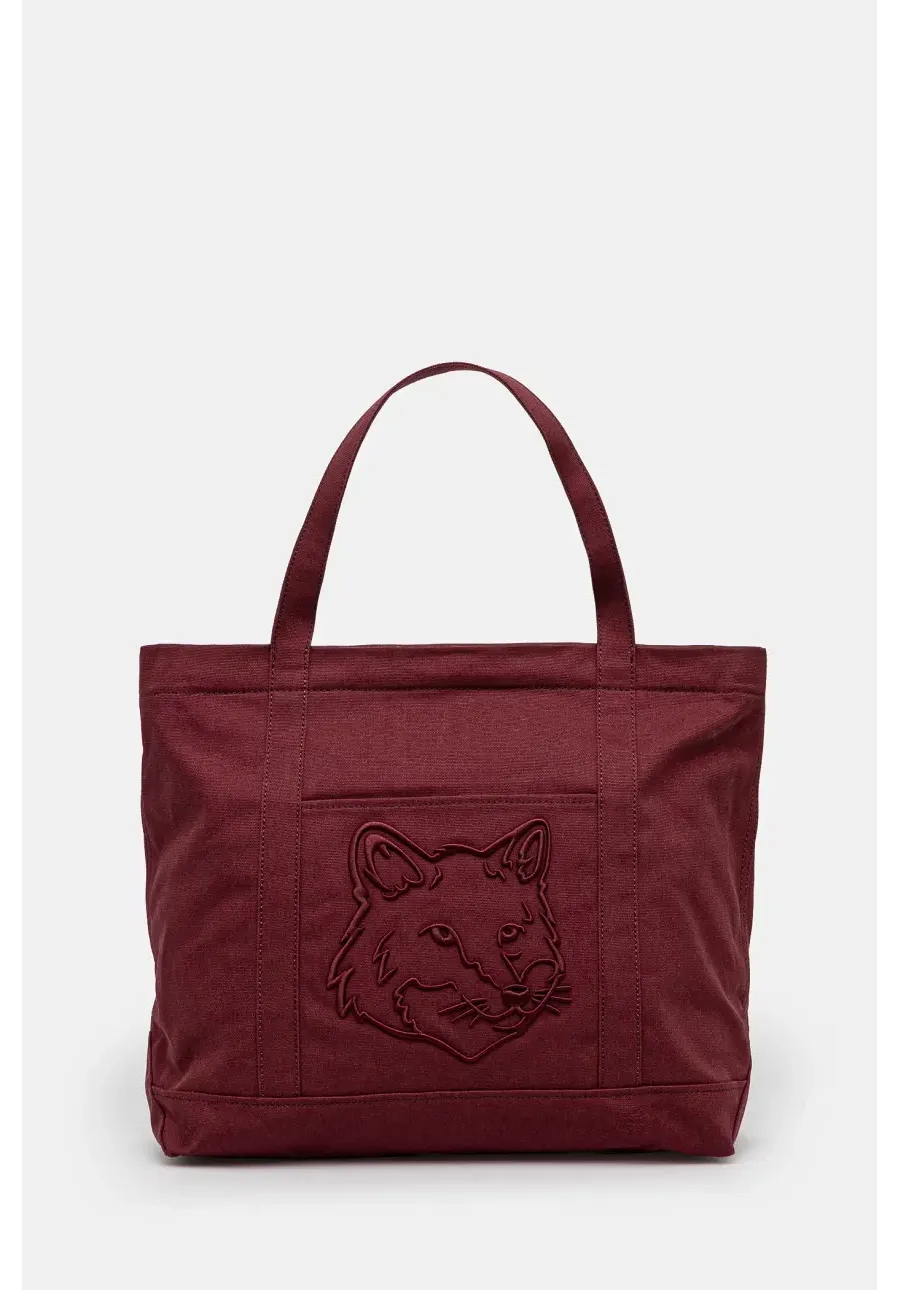 obrazek 1 Maison Kitsuné torba bawełniana Fox Head kolor bordowy LW05104WW0107