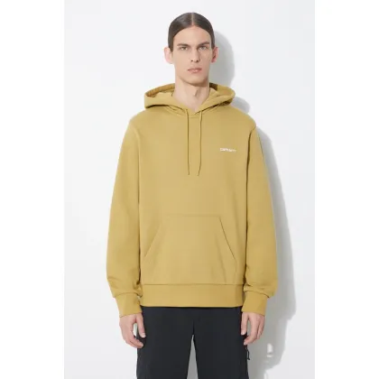 Zdjęcie Carhartt WIP bluza Hooded Script Embroidery Sweat męska kolor beżowy z kapturem gładka I033658.22WXX