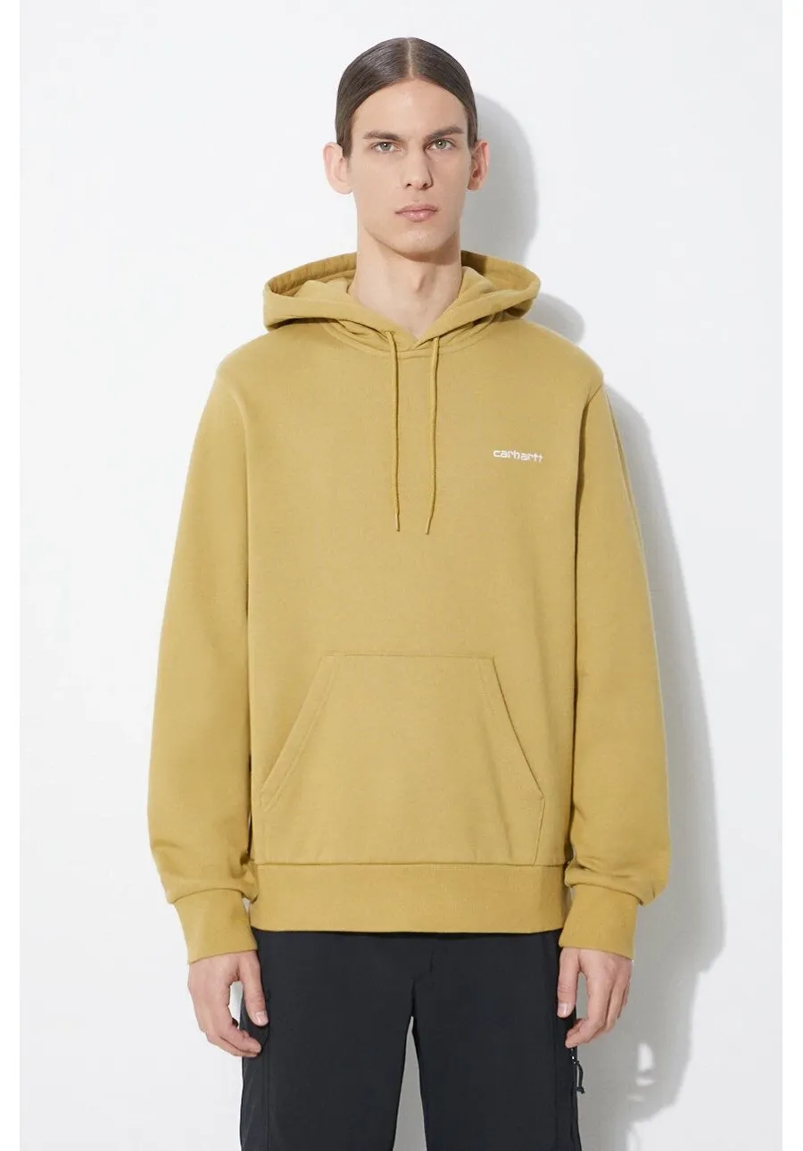 obrazek 1 Carhartt WIP bluza Hooded Script Embroidery Sweat męska kolor beżowy z kapturem gładka I033658.22WXX
