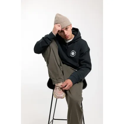 Zdjęcie Flowers for Society bluza bawełniana Basic Chest Hoodie męska kolor czarny z kapturem gładka FFSAPP068