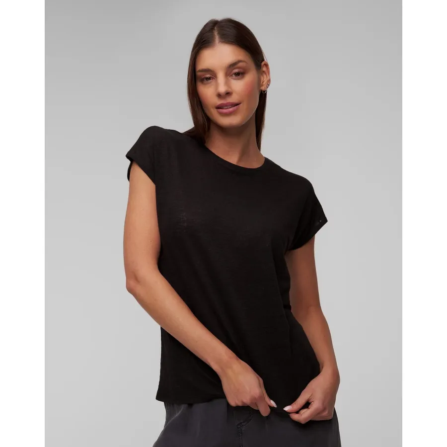 obrazek 1 Czarny T-shirt Lniany Damski Allude