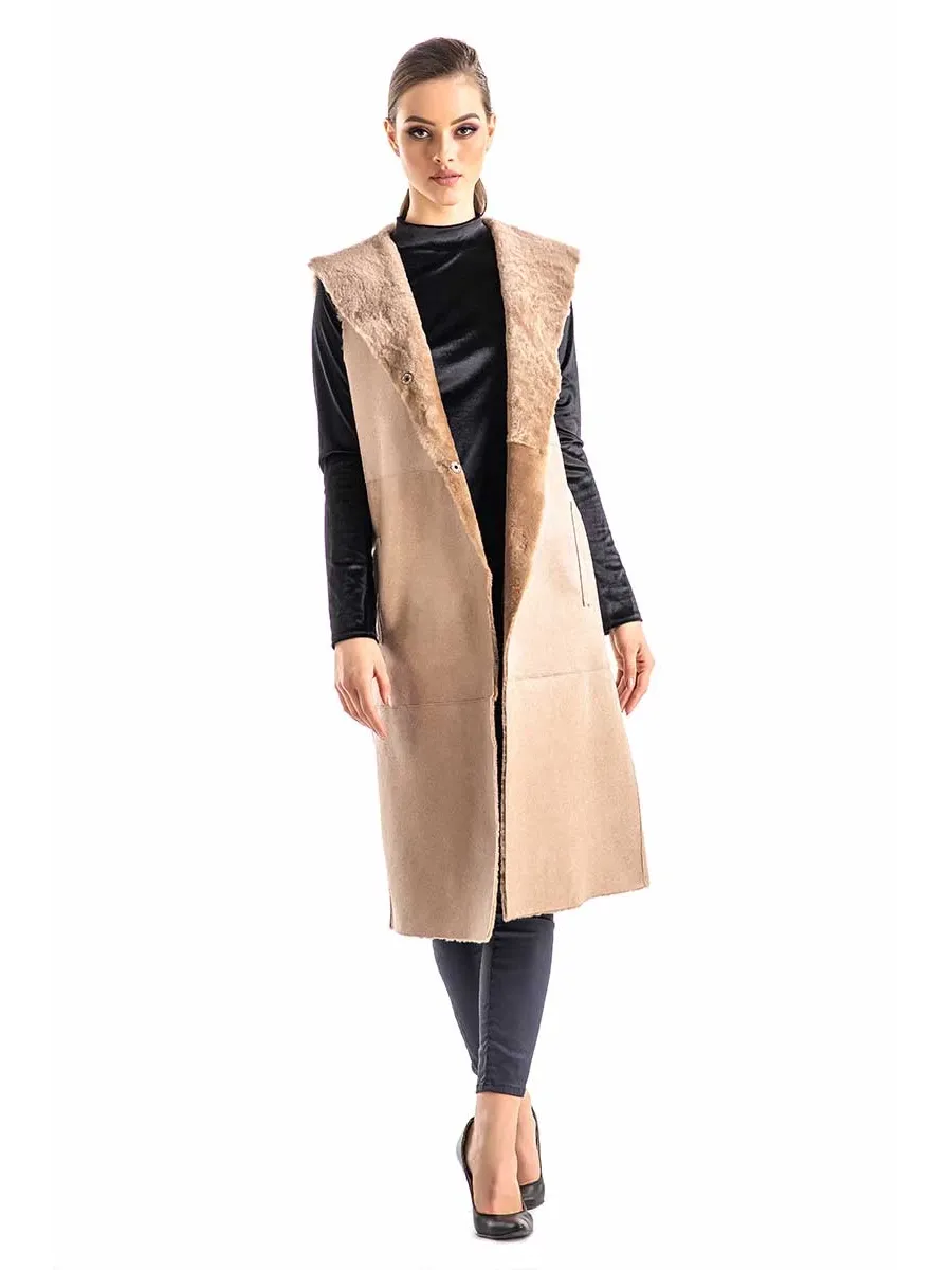 picture 4 Reversible long vest made of sheep fur - A&A Vesa