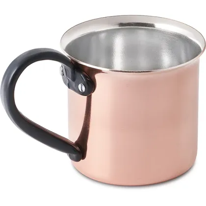Zdjęcie Kubek miedziany 8cm - 0,4lt ocynowany - czarny uchwyt - Cu Artigiana