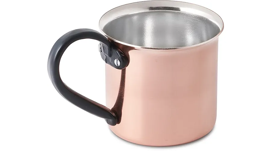 obrazek 1 Kubek miedziany 8cm - 0,4lt ocynowany - czarny uchwyt - Cu Artigiana