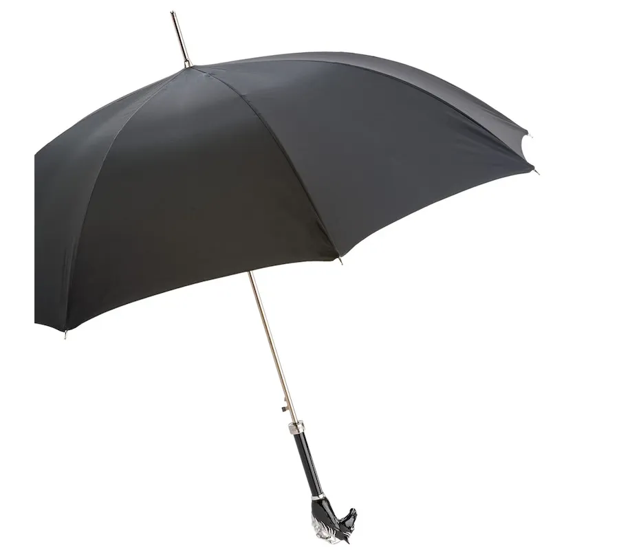 obrazek 8 Stylowy czarny parasol męski z rączką w kształcie głowy konia – Pasotti