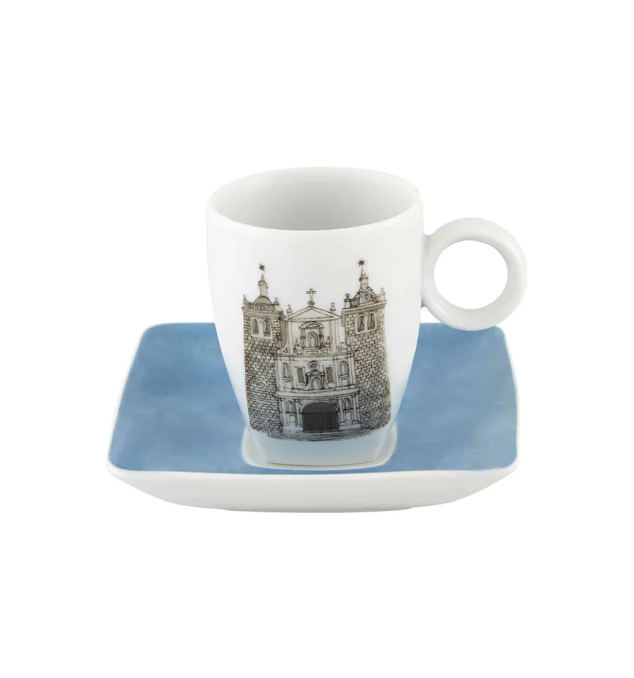 obrazek 5 Zestaw 4 porcelanowych filiżanek do kawy ze spodkami z widokami architektury - Vista Alegre