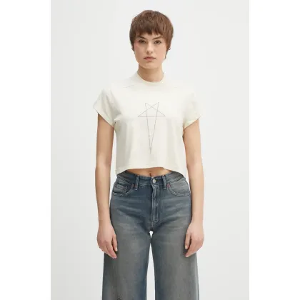 Zdjęcie Rick Owens DRKSHDW t-shirt bawełniany Cropped Small Level T damski kolor beżowy DS01E3207.RNNEP3