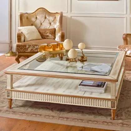 Picture Antique coffee table with glass top