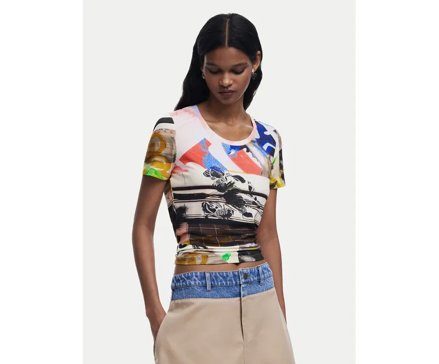obrazek 1 Desigual T-Shirt Collage 25SWTK14 Kolorowy Regular Fit