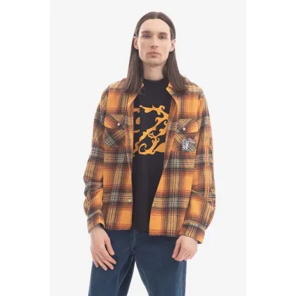 Zdjęcie Billionaire Boys Club koszula z domieszką wełny Check Shirt kolor pomarańczowy regular z kołnierzykiem klasycznym B22417-ORANGE