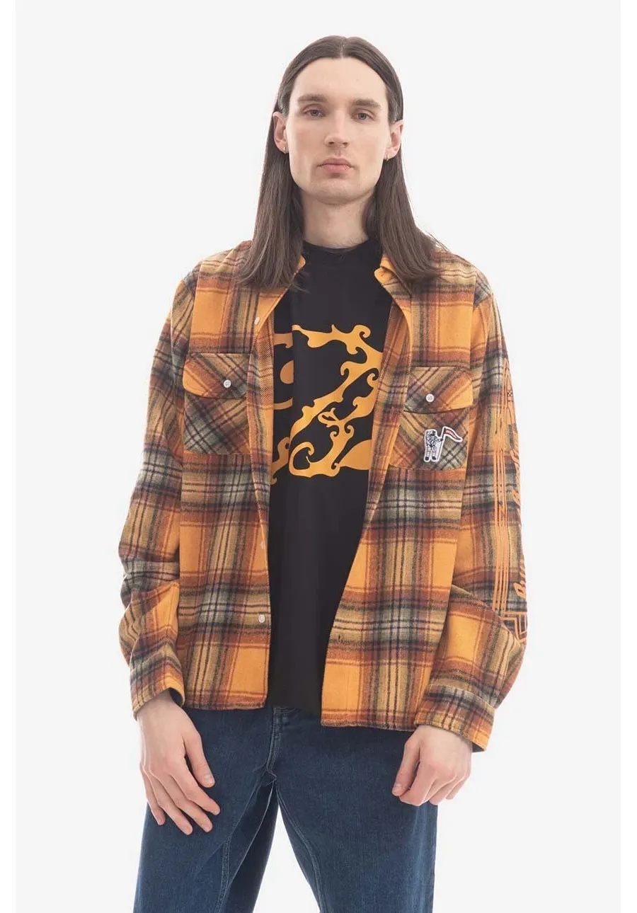obrazek 1 Billionaire Boys Club koszula z domieszką wełny Check Shirt kolor pomarańczowy regular z kołnierzykiem klasycznym B22417-ORANGE