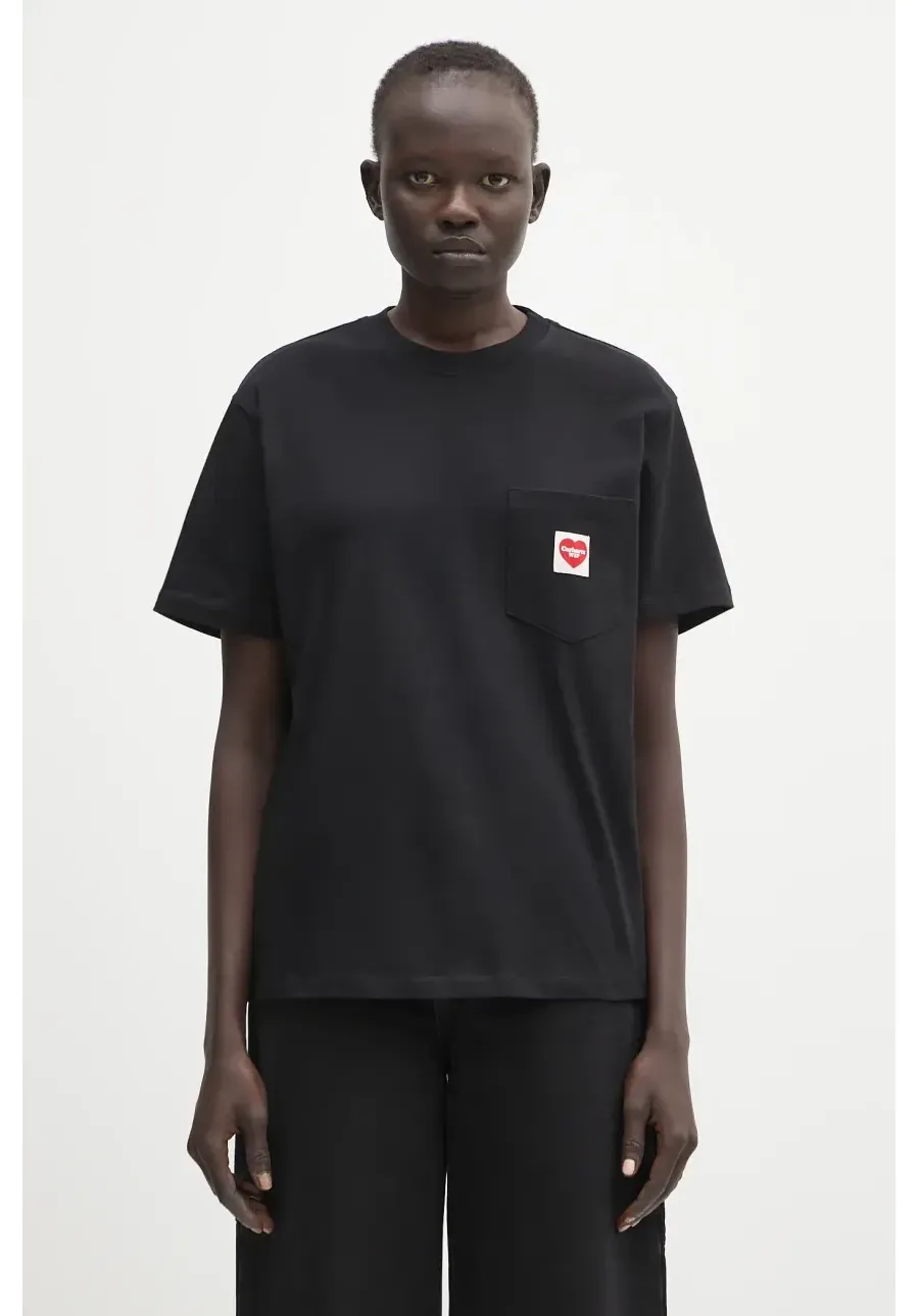obrazek 1 Carhartt WIP t-shirt bawełniany S/S Pocket Heart T-Shirt damski kolor czarny I032180