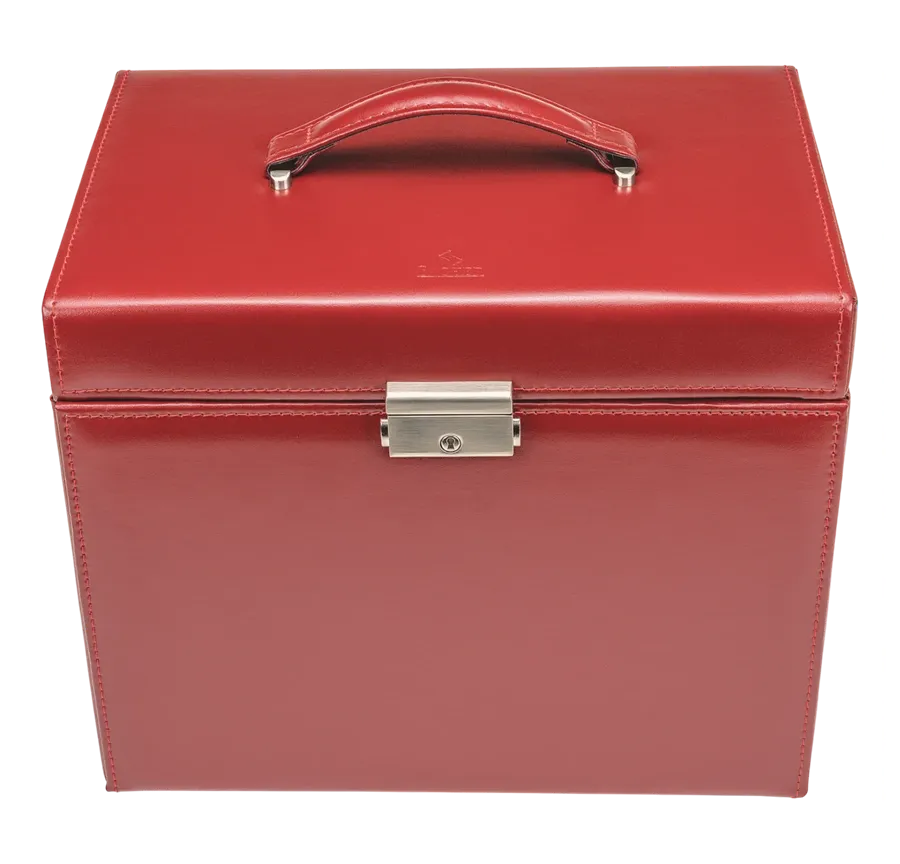 obrazek 4 Kuferek na biżuterię Nancy Amadora ze skóry naturalnej - kolor czerwony