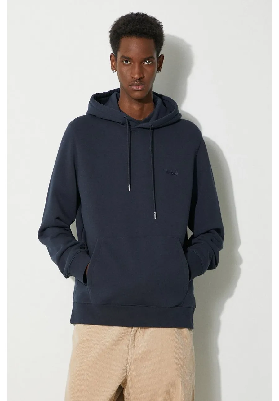 obrazek 1 Woolrich bluza Logo Script Hoodie męska kolor granatowy z kapturem melanżowa CFWOSW0224MRUT3684