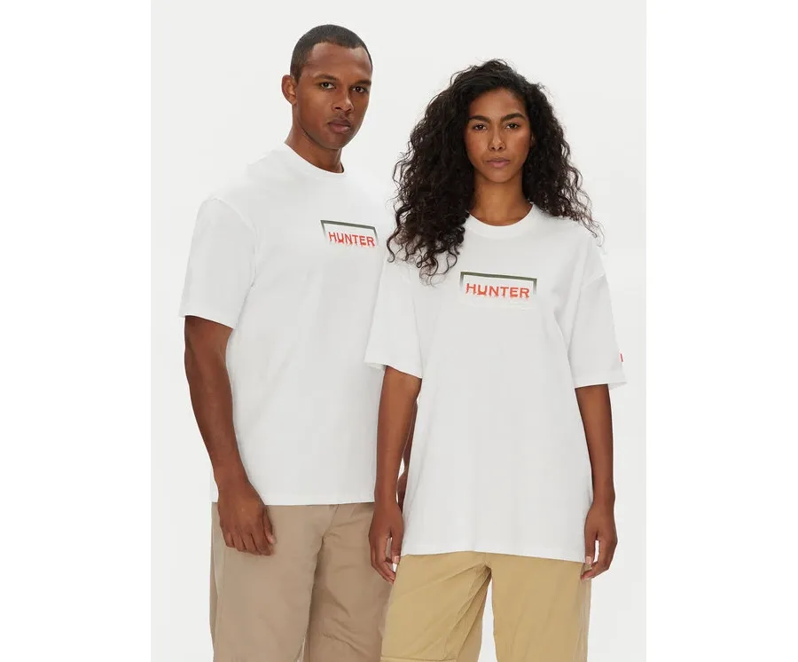 obrazek 1 Hunter T-Shirt Abele UNISEX HARU0007251 Biały Regular Fit