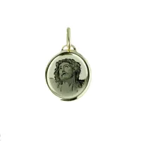 Picture Laser engraved oval Christ medallion with polished edge