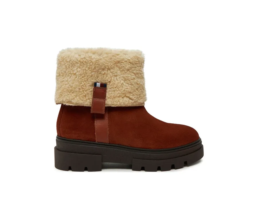 obrazek 1 Tommy Hilfiger Botki Faux Fur Suede Roll-Down Boot FW0FW08158 Brązowy