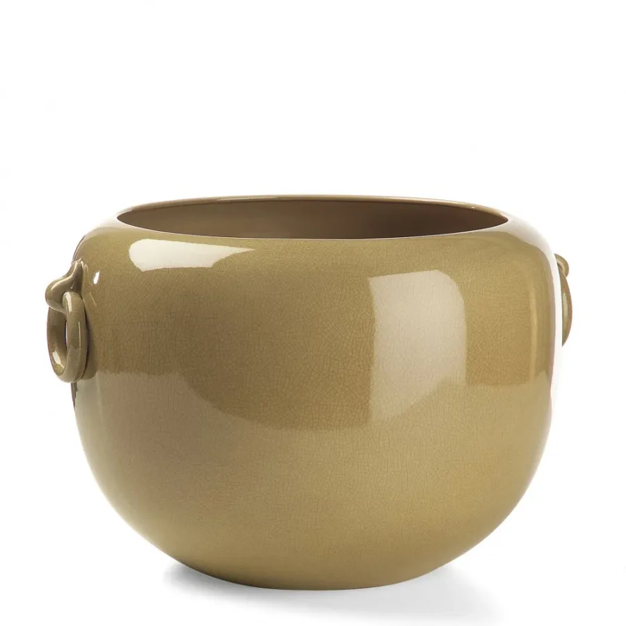 obrazek 2 Duża donica z pierścieniami z glazurowanej ceramiki H.36xL.50xD.Int.39 cm