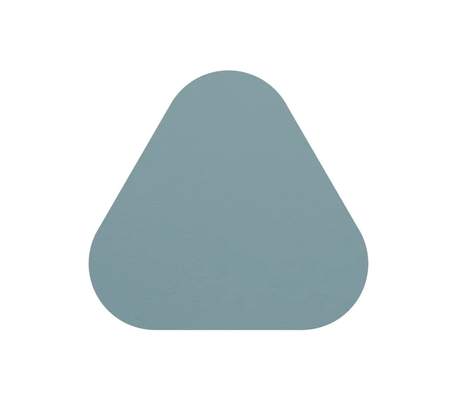 obrazek 2 Oryginalna trójkątna podkładka pod kieliszek ze skóry w kolorze jasnego błękitu i liści eukaliptusa