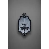 Picture Stylish Murano one-way mirror with a black wall lamp