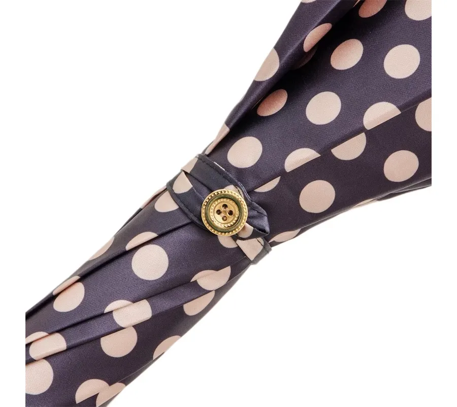 obrazek 4 Stylowy czarny parasol damski w białe kropki – Pasotti