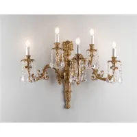 Picture Cast brass wall sconce with Asfour crystal pendants in baroque style – Il Paralume Marina