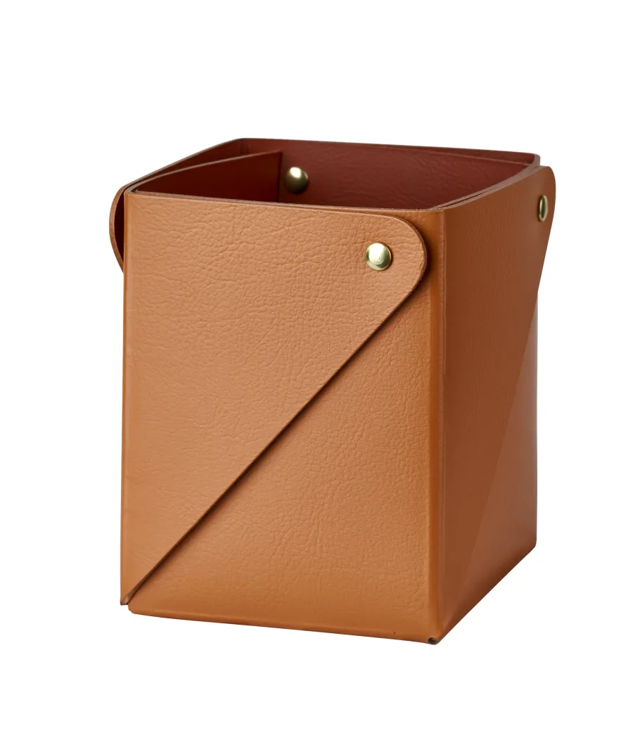 obrazek 1 Stylowe pudełko Miu ze skóry w kolorze koniaku