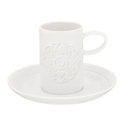 Picture Porcelain coffee cup and saucer Ornament with relief decoration - Vista Alegre