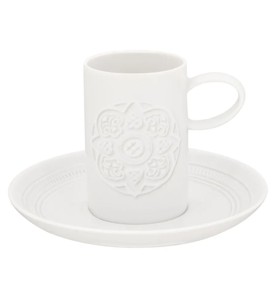 obrazek 1 Porcelanowa filiżanka do kawy ze spodkiem Ornament z reliefowym zdobieniem - Vista Alegre