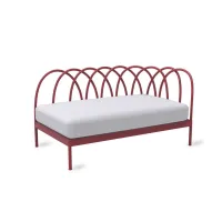 Zdjęcie Stylowy moduł końcowy lewy Les Arcs w kolorze czerwonym bez poduszki do ogrodu lub na taras