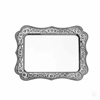 Zdjęcie Prostokątna srebrna taca Daisy o bogatym zdobieniu - Zaramella Argenti