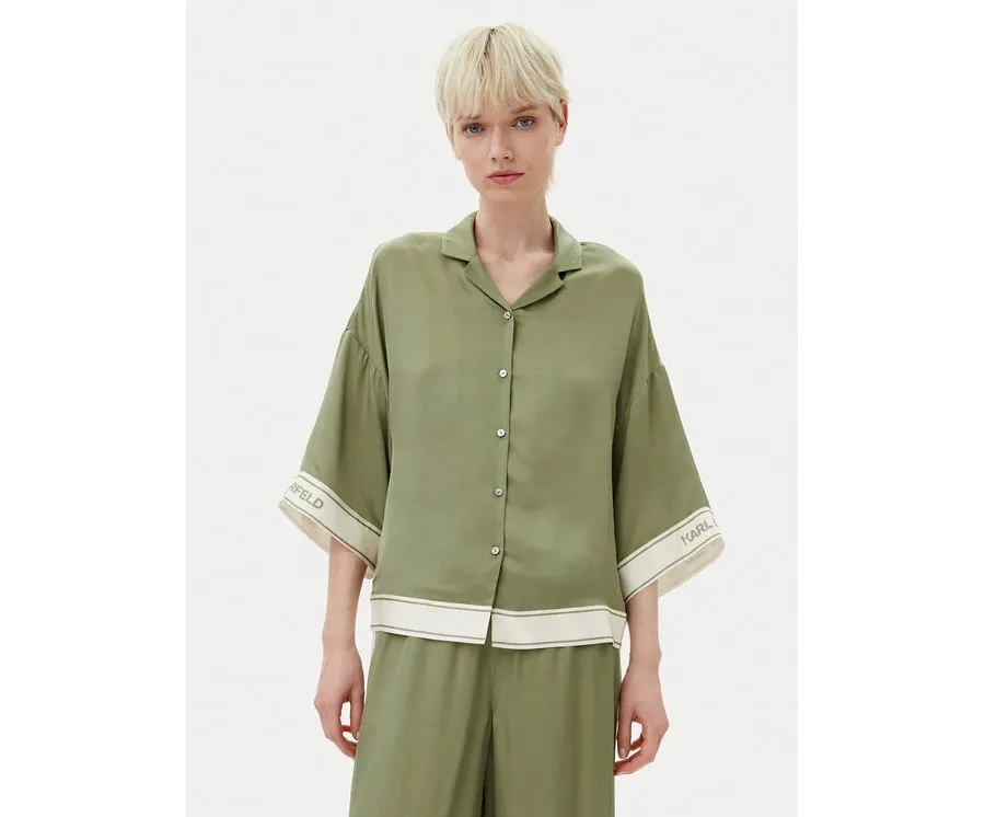 obrazek 1 KARL LAGERFELD Koszula A2W11037 Zielony Relaxed Fit