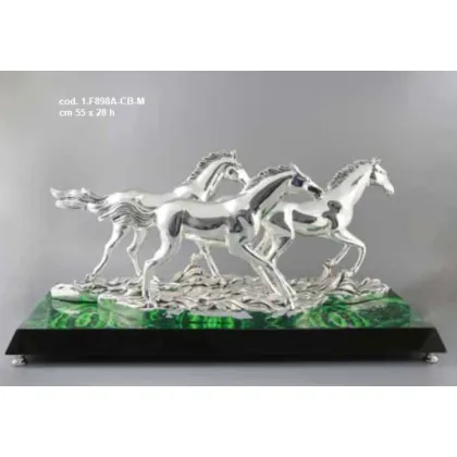 Zdjęcie Ozdobne figury z podstawą - biegnące konie na bazie malachitu - ArtBe