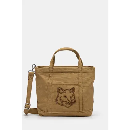 Zdjęcie Maison Kitsuné torba bawełniana Fox Head kolor zielony LW05103WW0107