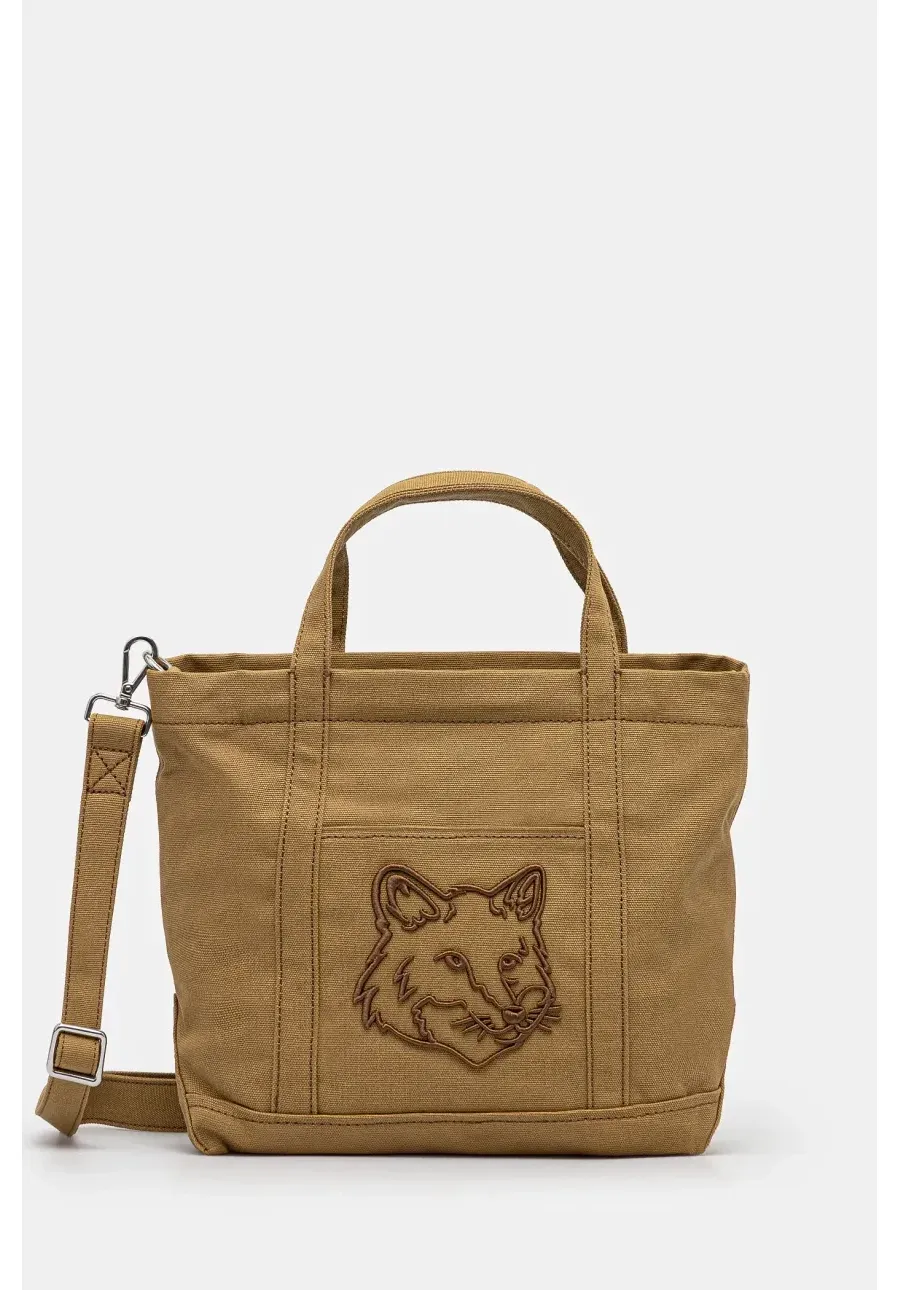 obrazek 1 Maison Kitsuné torba bawełniana Fox Head kolor zielony LW05103WW0107