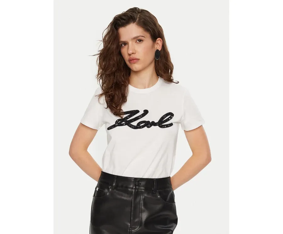 obrazek 1 KARL LAGERFELD T-Shirt A1W17117 Biały Regular Fit