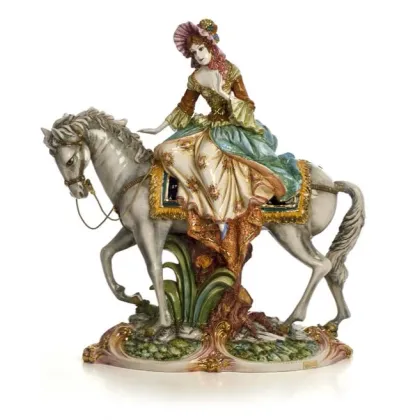 Zdjęcie Luksusowa figurka w stylu barokowym damy na koniu wykonana z ceramiki - Ceramiche ML
