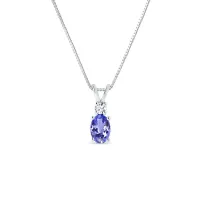 Zdjęcie Naszyjnik z białego złota z owalnym tanzanitem i diamentem KLENOTA