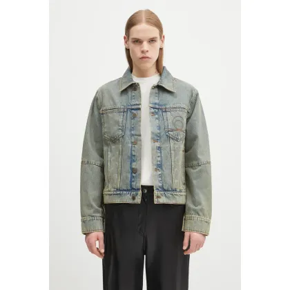 Zdjęcie Marine Serre kurtka jeansowa Moon Laser Denim Trucker kolor niebieski przejściowa oversize MJA063A.CDEN0003