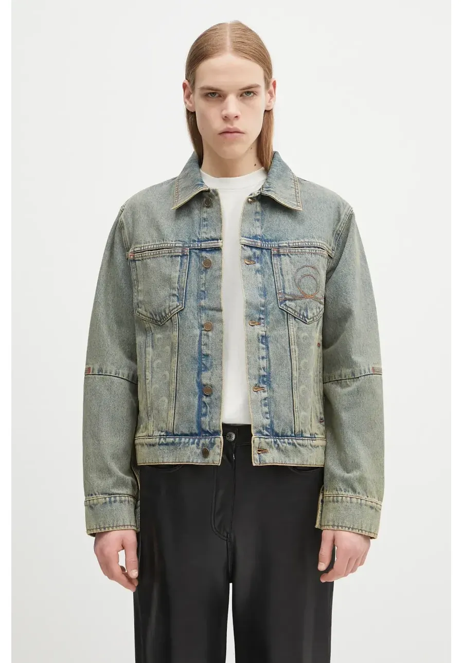 obrazek 1 Marine Serre kurtka jeansowa Moon Laser Denim Trucker kolor niebieski przejściowa oversize MJA063A.CDEN0003