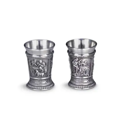 Zdjęcie Oryginalny zestaw 2 cynowych kieliszków do shotów