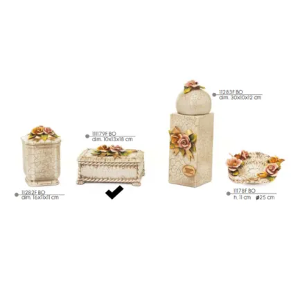 Picture Ceramic, rectangular box decorated with flowers - Valle d'oro Patchi