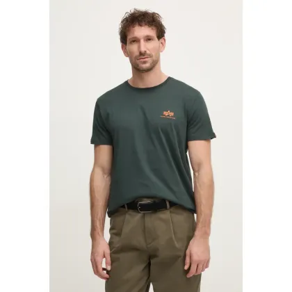 Zdjęcie Alpha Industries t-shirt bawełniany Basic T Small Logo męski kolor turkusowy gładki 188505.353