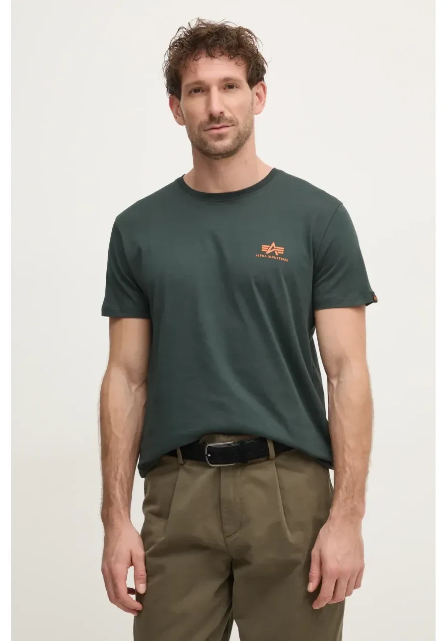 obrazek 1 Alpha Industries t-shirt bawełniany Basic T Small Logo męski kolor turkusowy gładki 188505.353