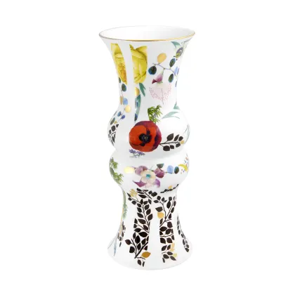 Zdjęcie Porcelanowy wazon z kolekcji Primavera z daliami, szkarłatnymi makami i żółtymi bratkami - Vista Alegre