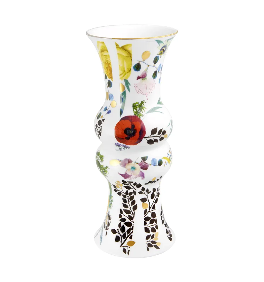 obrazek 1 Porcelanowy wazon z kolekcji Primavera z daliami, szkarłatnymi makami i żółtymi bratkami - Vista Alegre